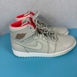 Jordan Men's High-Top Sneakers in Light Gray with Pink Lining